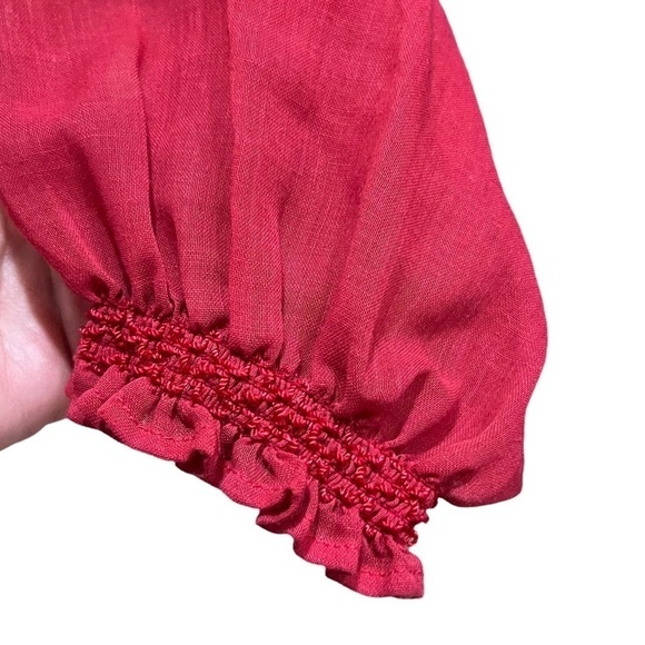 Vintage St. Michael 80’s Semi Sheer Cotton Blend Smocked Blouse Round Collar 10 - Picture 9 of 11